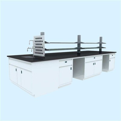 Mesa de centro de laboratorio montada en piso de acero